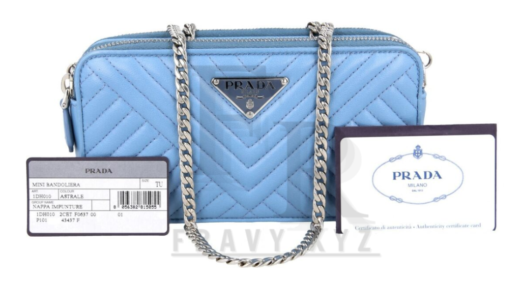 Prada Diagramme Blue Leather Shoulder Bag